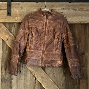 J-2 faux-leather brown jacket